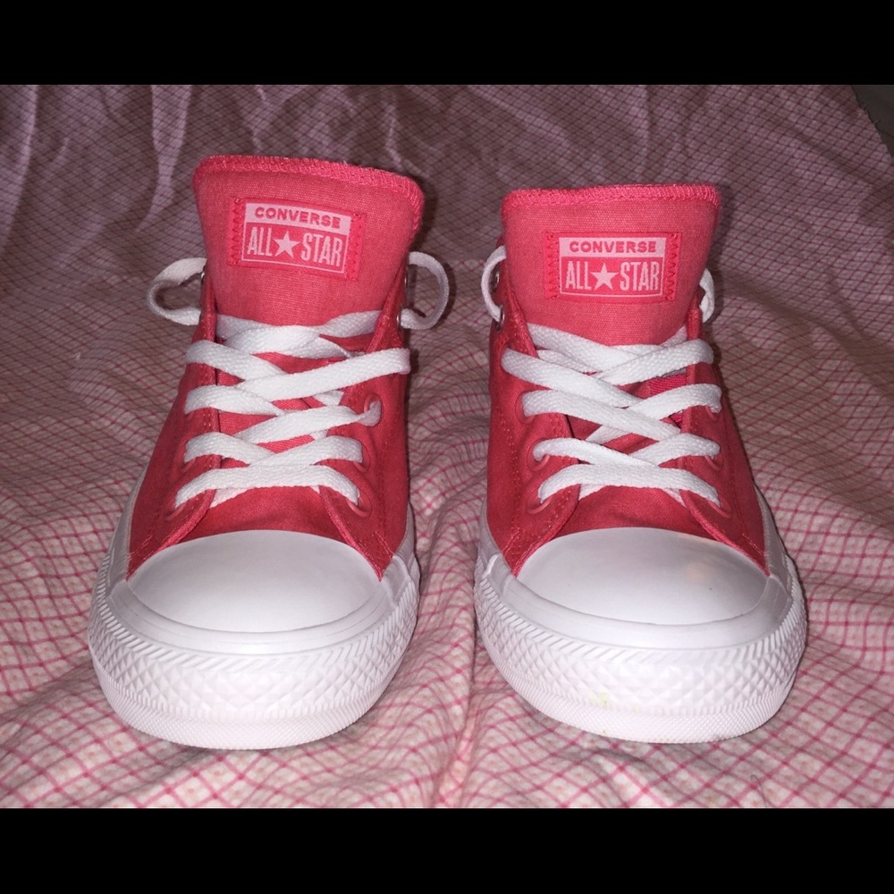 Bright pink converse sneakers